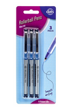 Pen Rollerball 0.5mm Blue Ink (3 pack)